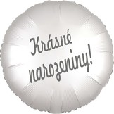 Balónek fóliový bílý satén kruh Krásné narozeniny! 